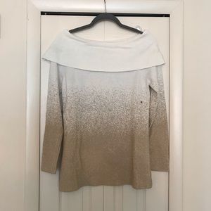BNWT NY & Co. Cream & Gold off shoulder sweater M